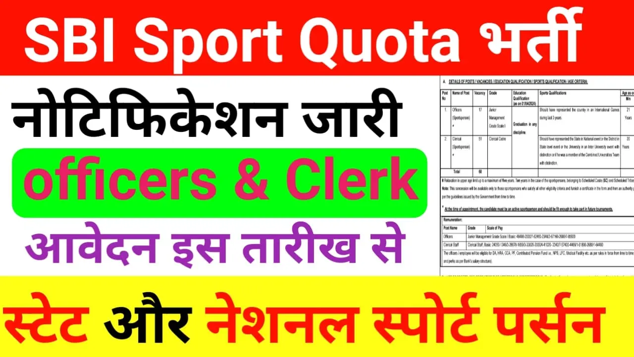 SBI Sports Quota Recruitment