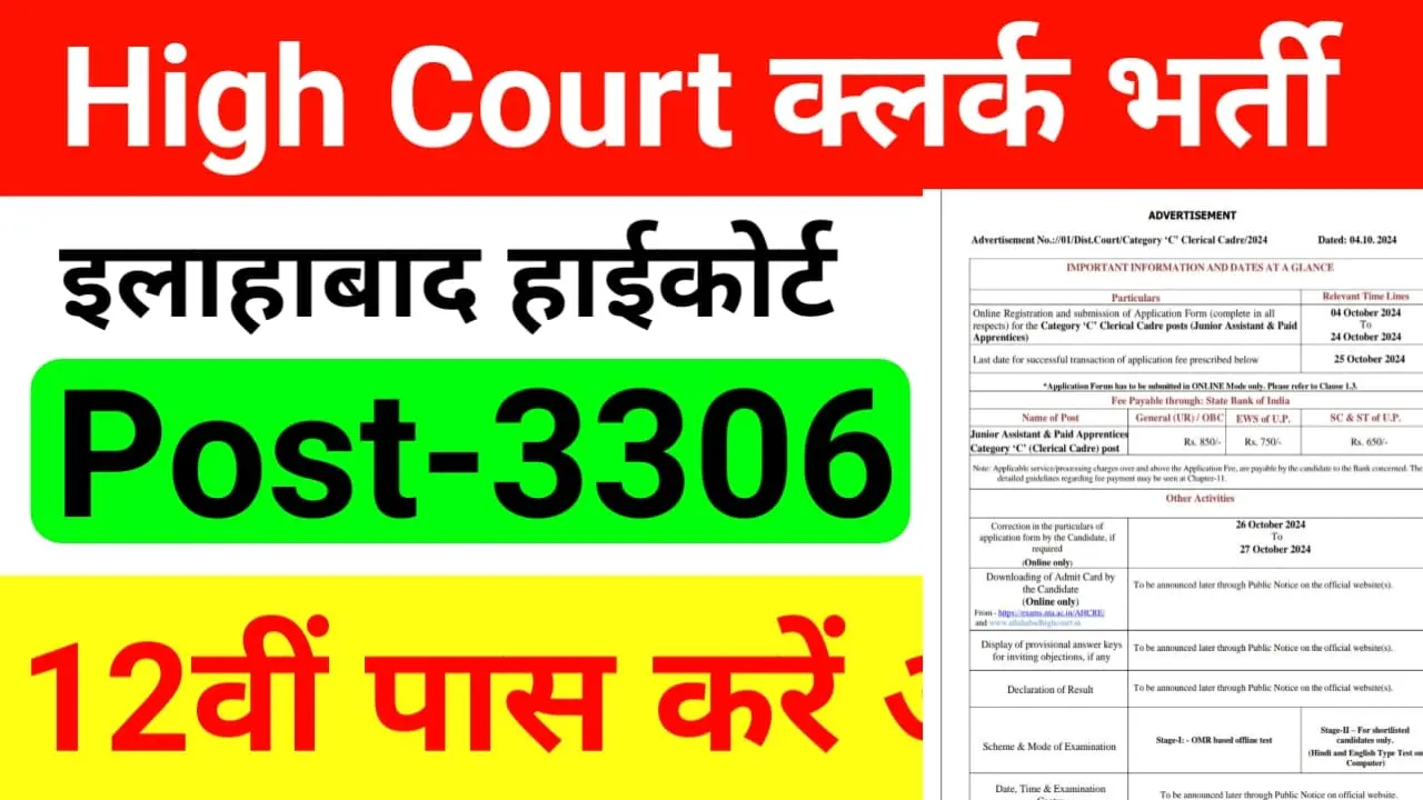 Allahabad HC Clerk Recruitment 2024