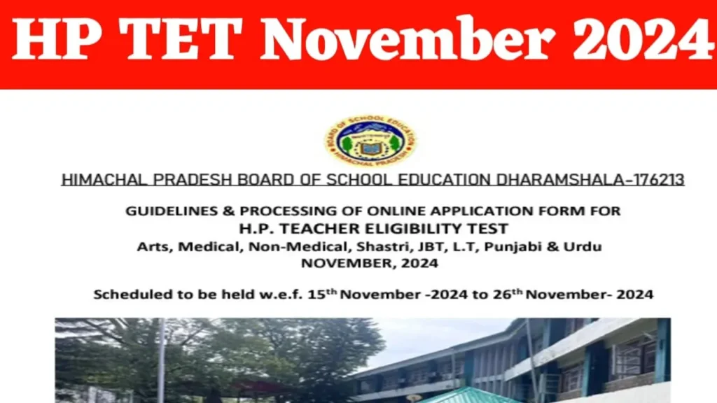 HP TET November 2024 Registration