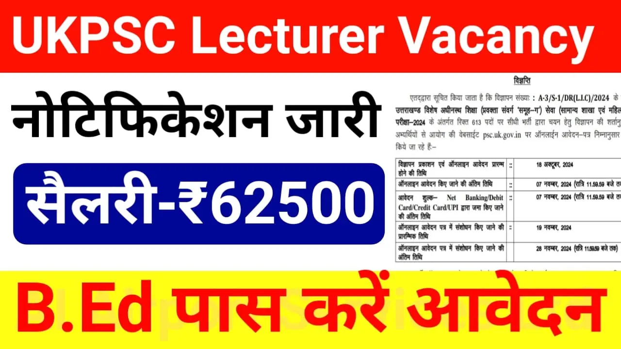 UKPSC Lecturer Recruitment 2024