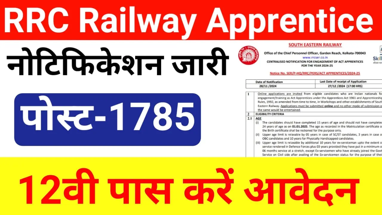 RRC Railway Apprentice Recruitment 2024